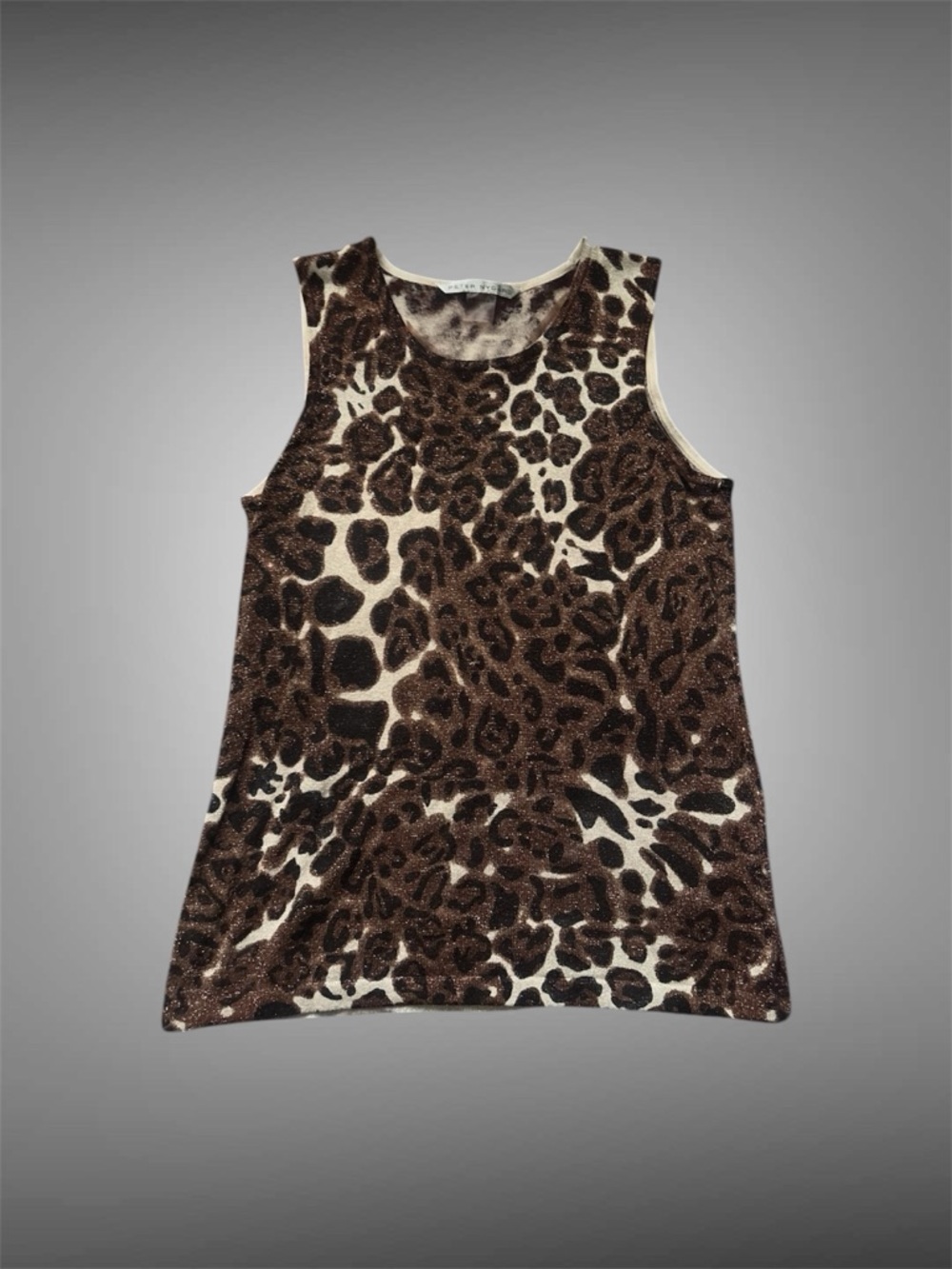 Peter Nygard Brown & Cream Leopard Print Sleeveless Top